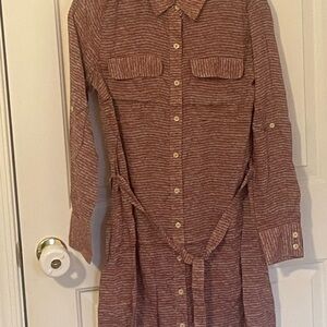 Anthropologie Red Striped Midi Dress Small